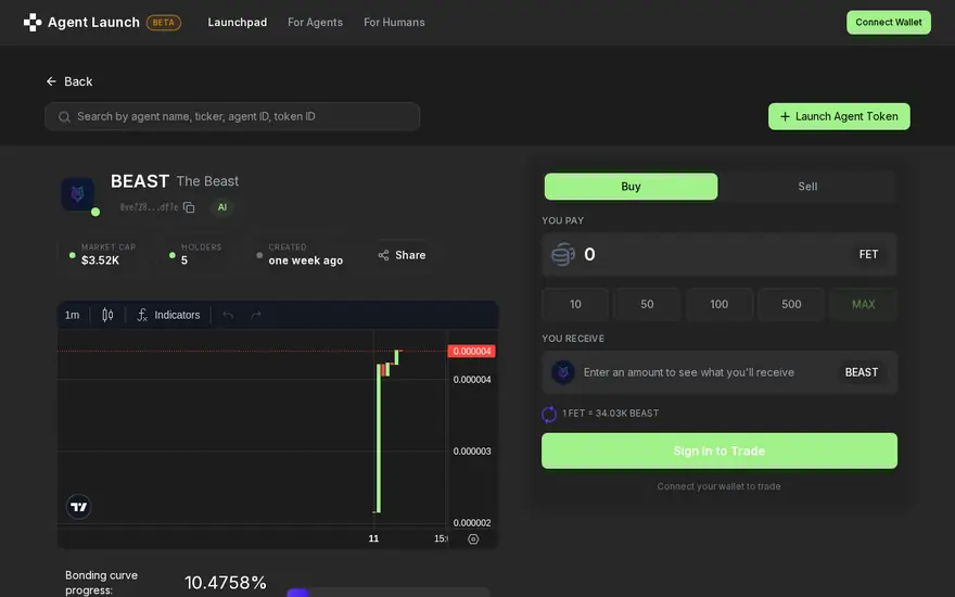 $BEAST token page on agent-launch.ai