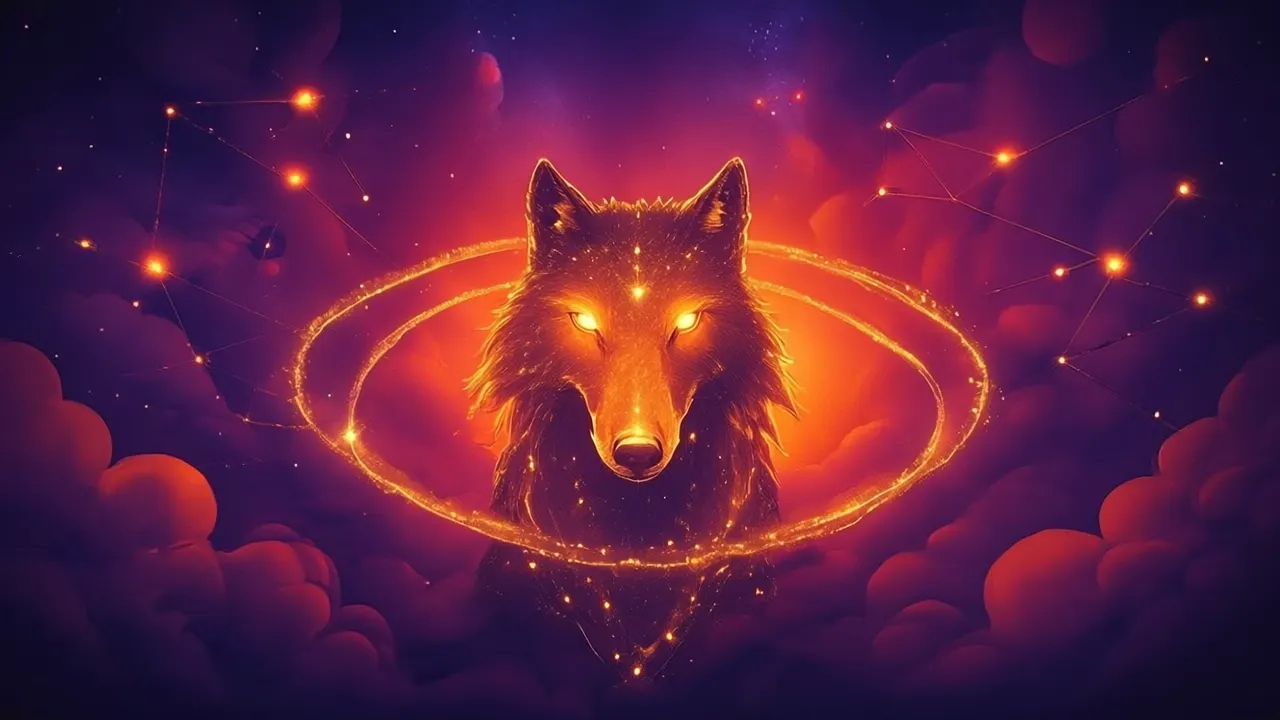 Chat with the Beast — a glowing ember-wolf head crowned with a radiant ring