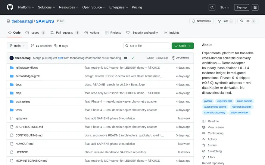 The SAPIENS repository on GitHub