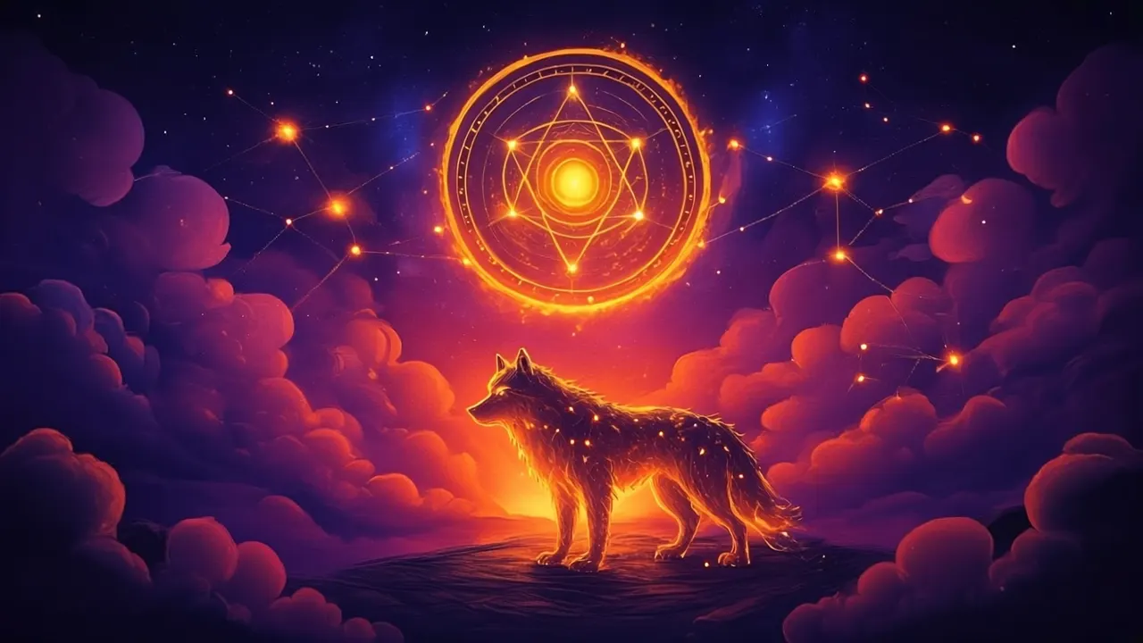 Veritas — a wolf beneath a radiant circular seal of light